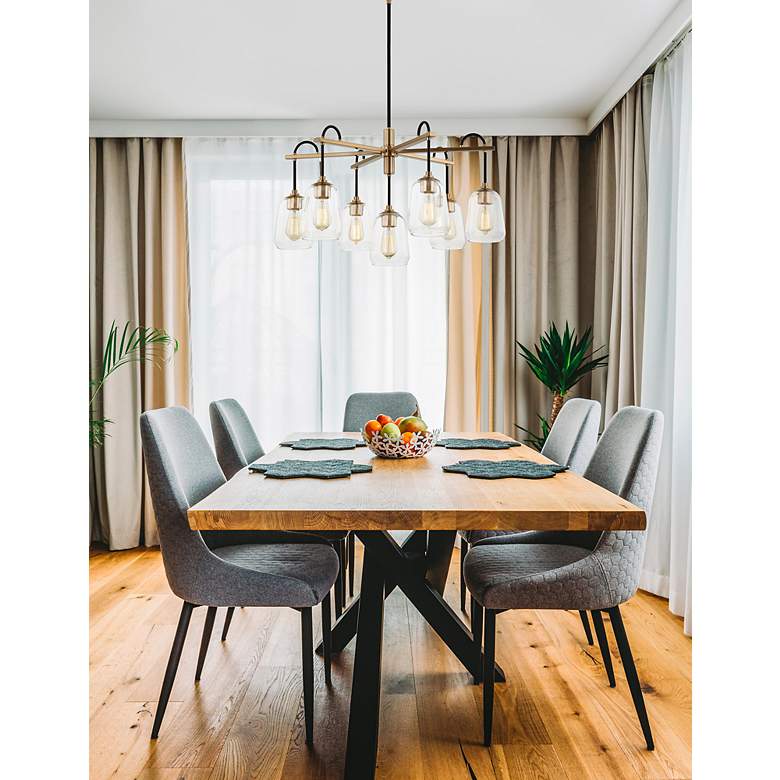 Image 4 Arcwell 32" Wide Matte Black Brass 7-Light Chandelier more views