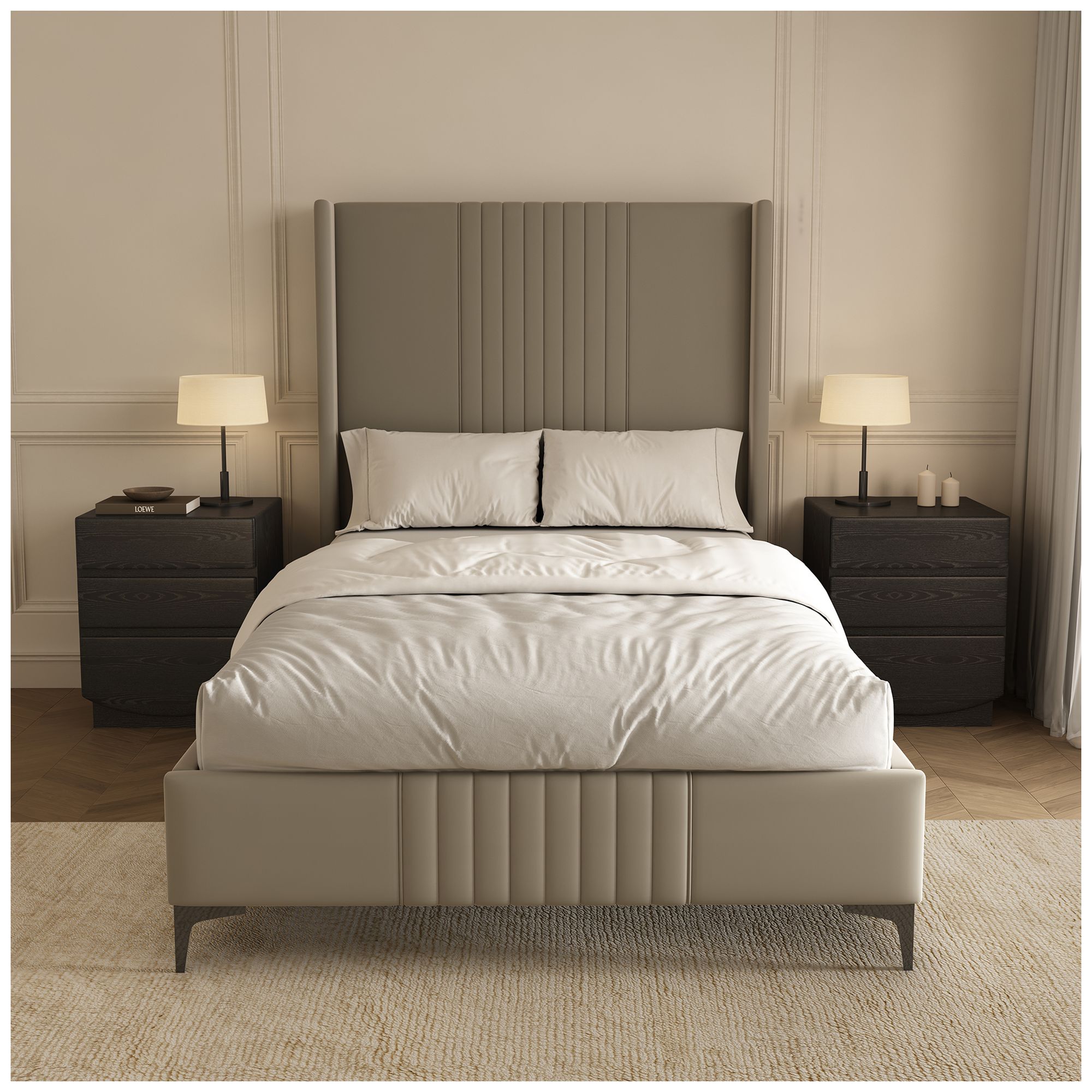 Ardea Contemporary 20" Nightstand in Black (3-Drawer)