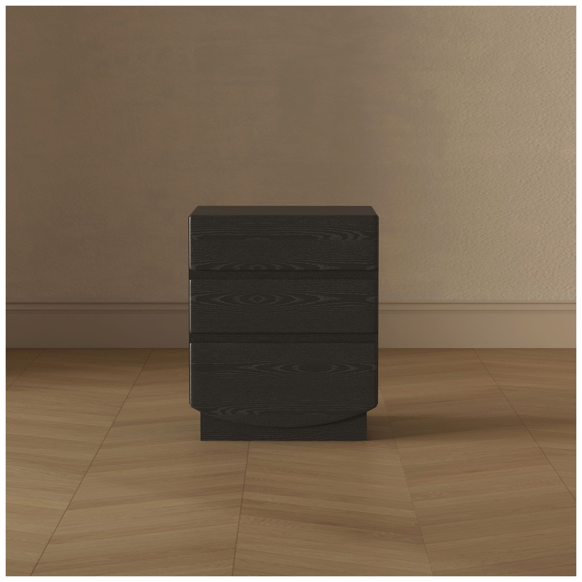 Ardea Contemporary 20" Nightstand in Black (3-Drawer)