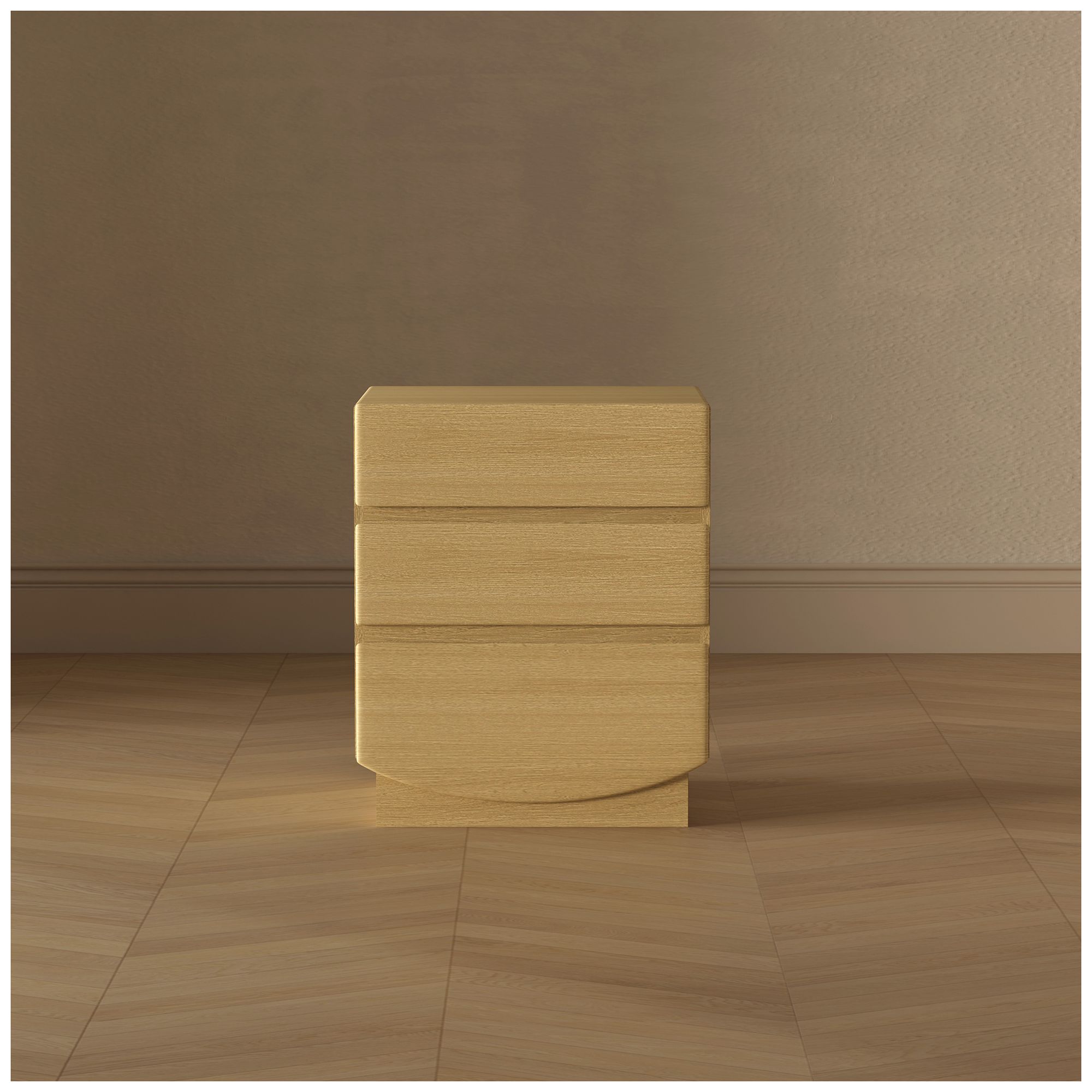 Ardea Contemporary 20" Nightstand in Natural Oak (3-Drawer)