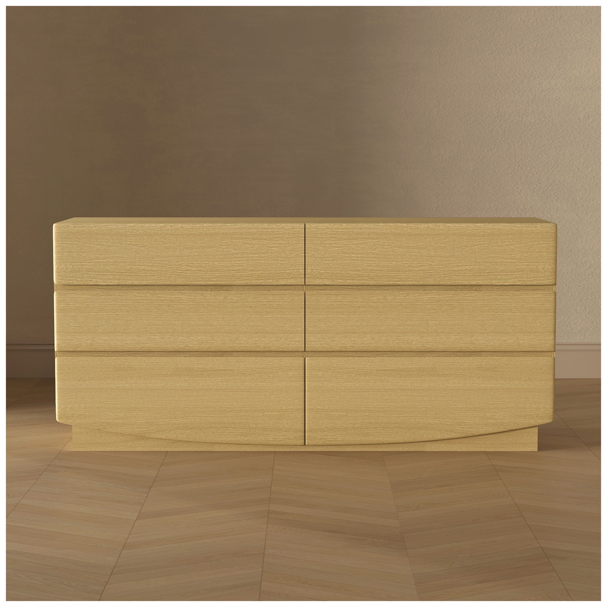 Ardea Contemporary 72" Dresser in Natural Oak (6-Drawer)