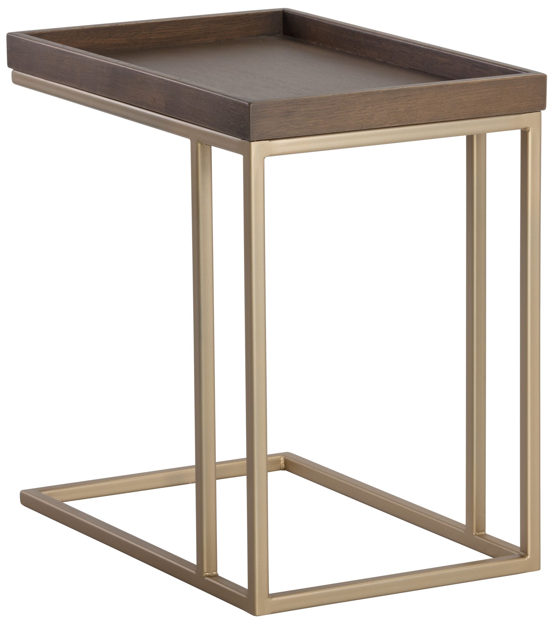 Image 3 Arden 15 3/4" Wide Raw Umber Oak Wood and Gold Side Table more views