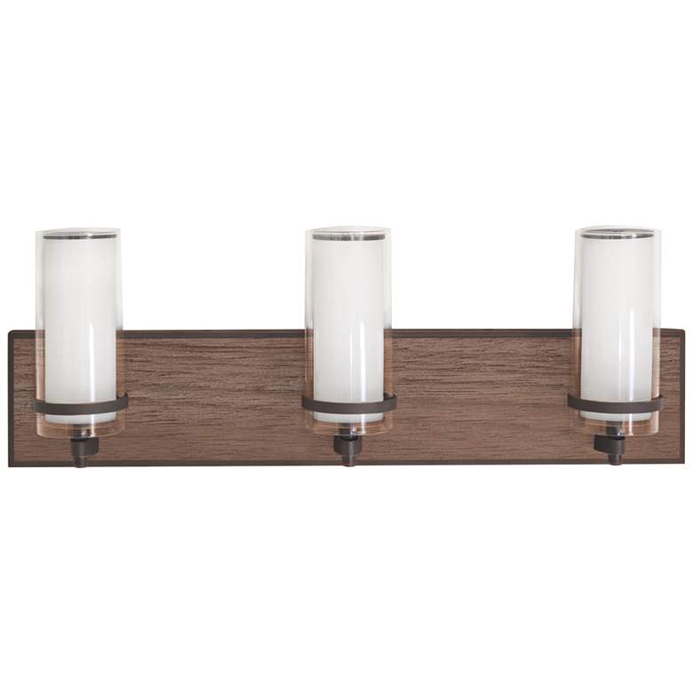Image 1 Arden 23 3/4" Wide Bronze and Walnut 3-Light LED Bath Light