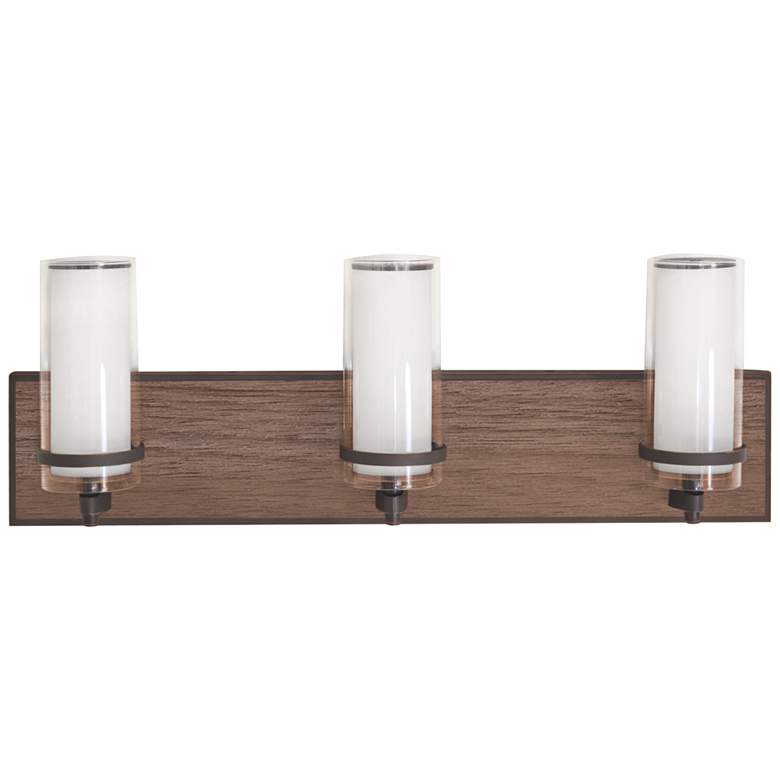 Image 1 Arden 23 3/4 inch Wide Bronze and Walnut 3-Light LED Bath Light