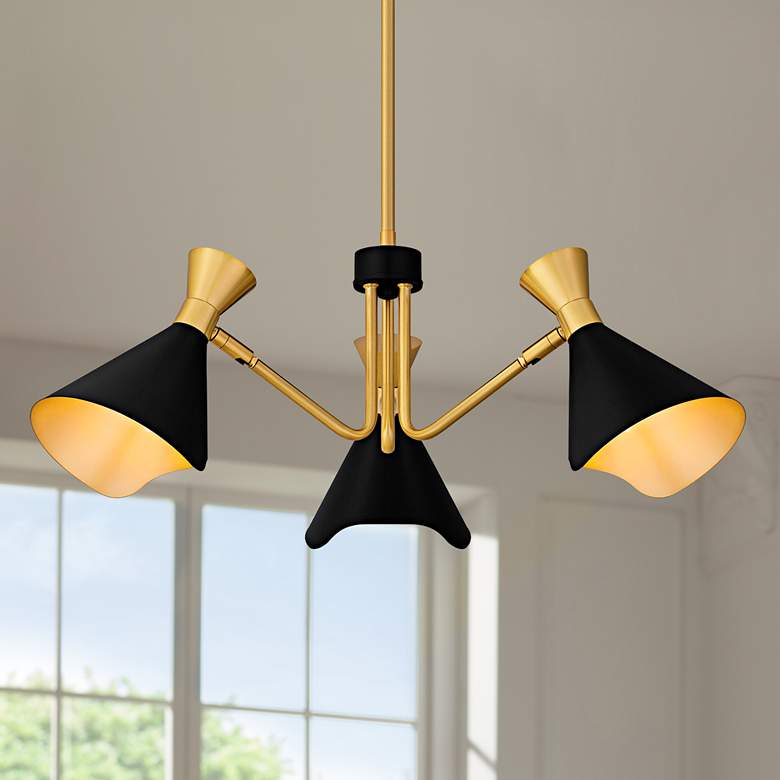 Image 1 Arden 3-Light Matte Black Chandelier