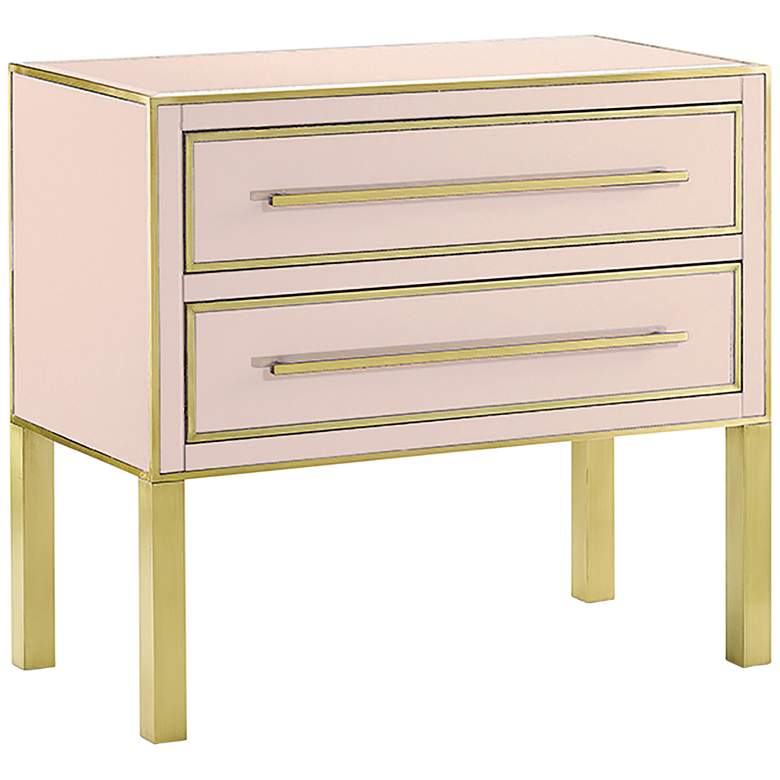 Image 1 Arden 36 inch Wide Silver Peony Glass and Satin Brass 2-Drawer Chest