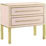Arden 36" Wide Silver Peony Glass and Satin Brass 2-Drawer Chest