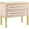 Arden 36" Wide Silver Peony Glass and Satin Brass 2-Drawer Chest