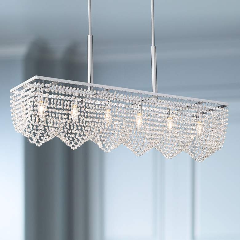 Image 1 Arden 40 1/4" Wide Chrome and Crystal Island Pendant Light