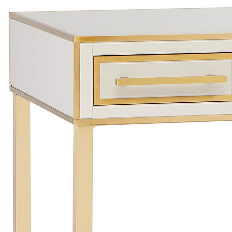 Image 3 Arden 47 1/2 inchW Ivory and Brushed Brass 3-Drawer Vanity Table more views