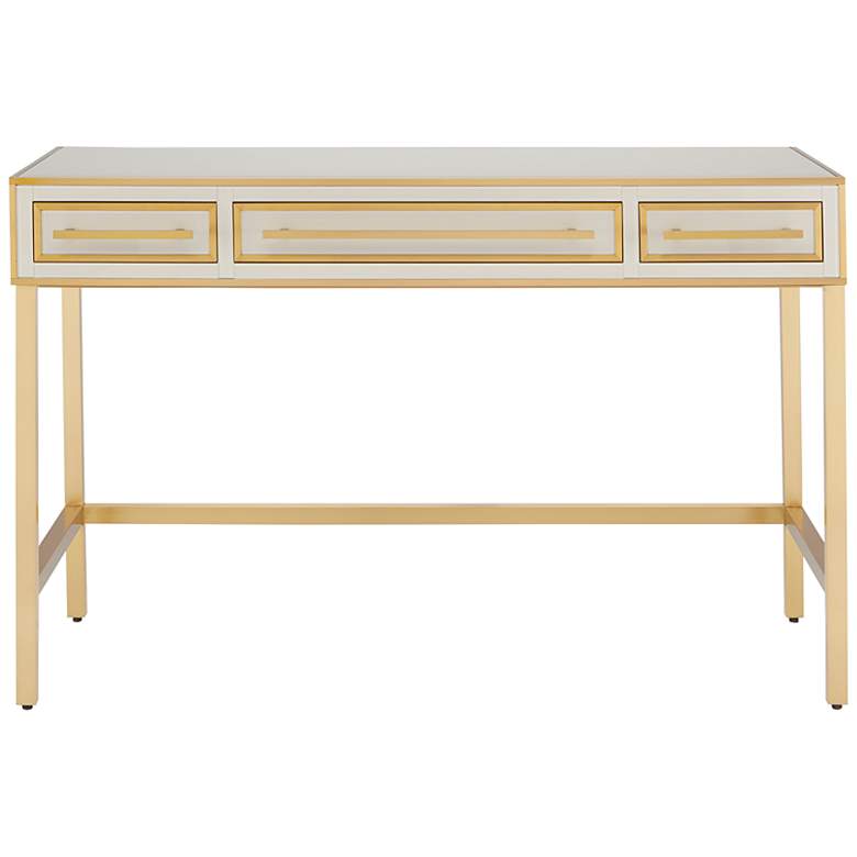 Image 6 Arden 47 1/2"W Ivory and Brushed Brass 3-Drawer Vanity Table more views