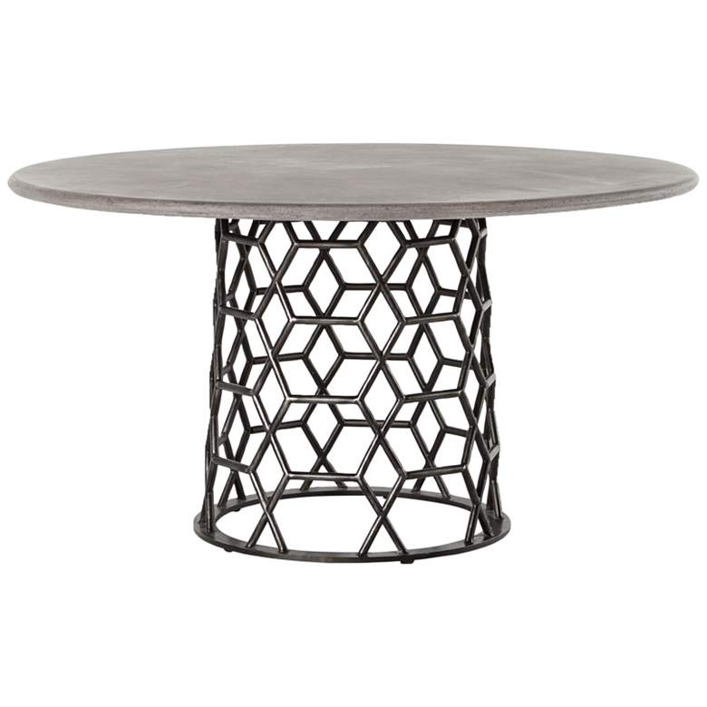 Image 3 Arden 54 inch Wide Iron Concrete and Steel Round Dining Table