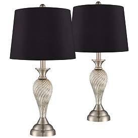 Image1 of Arden Brushed Nickel Twist Black Shade Table Lamps Set of 2