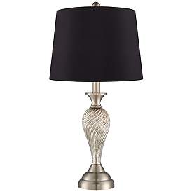 Image4 of Arden Brushed Nickel Twist Black Shade Table Lamps Set of 2 more views