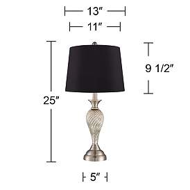 Image5 of Arden Brushed Nickel Twist Black Shade Table Lamps Set of 2 more views