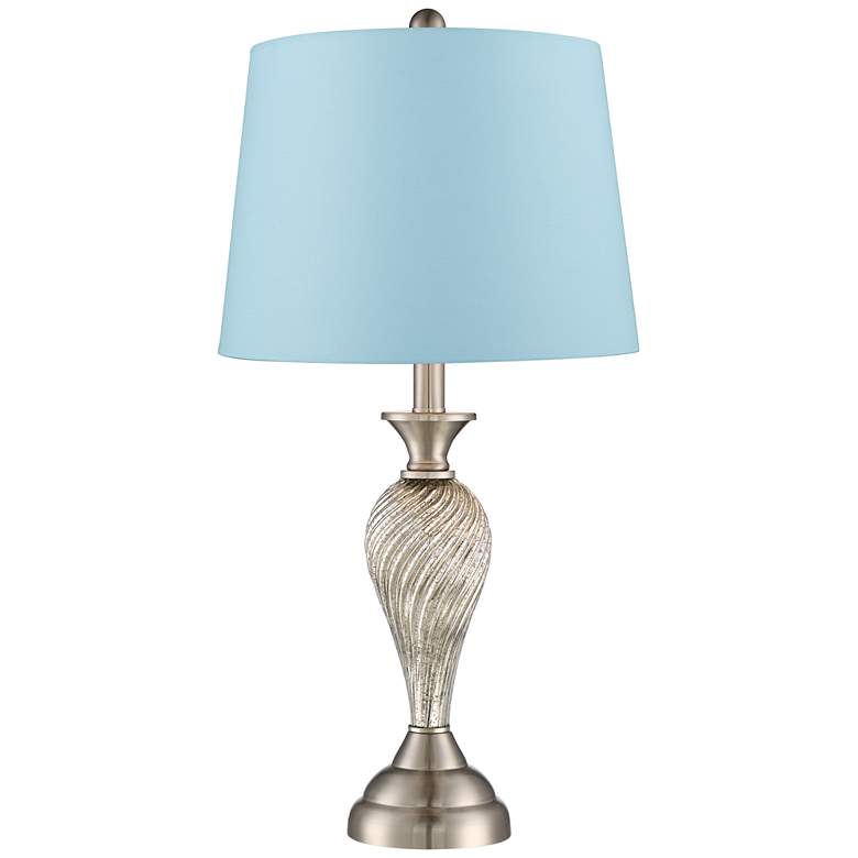 Image 4 Arden Brushed Nickel Twist Blue Hardback Table Lamps Set of 2 more views