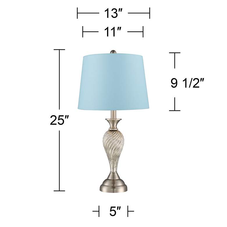 Image 5 Arden Brushed Nickel Twist Blue Hardback Table Lamps Set of 2 more views