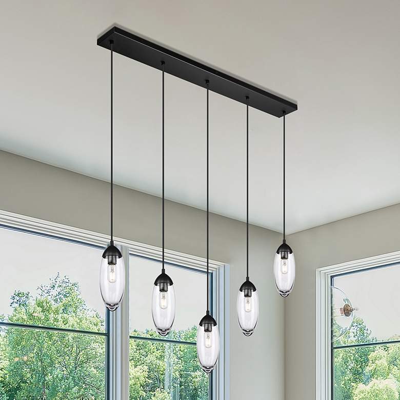 Image 1 Arden by Z-Lite Matte Black 5 Light Linear Chandelier
