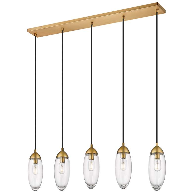 Image 1 Arden by Z-Lite Rubbed Brass 5 Light Linear Chandelier