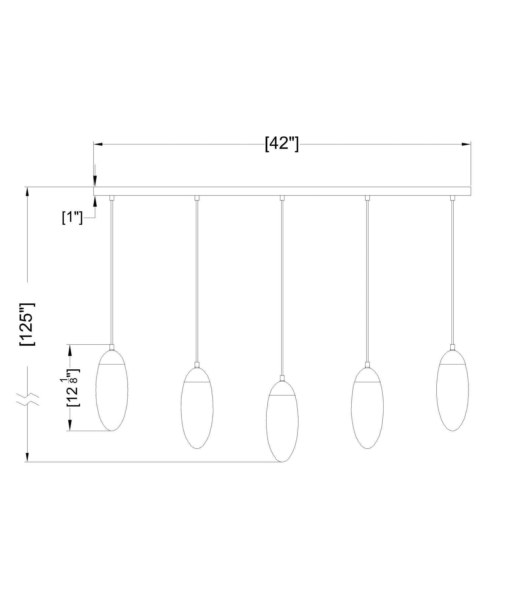 Arden by Z-Lite Rubbed Brass 5 Light Linear Chandelier