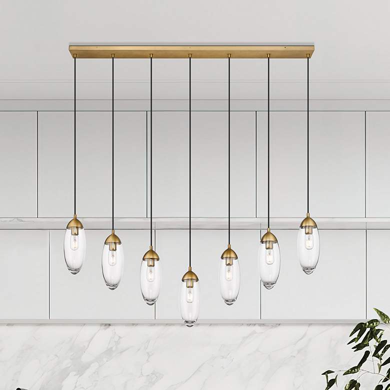 Image 1 Arden by Z-Lite Rubbed Brass 7 Light Linear Chandelier