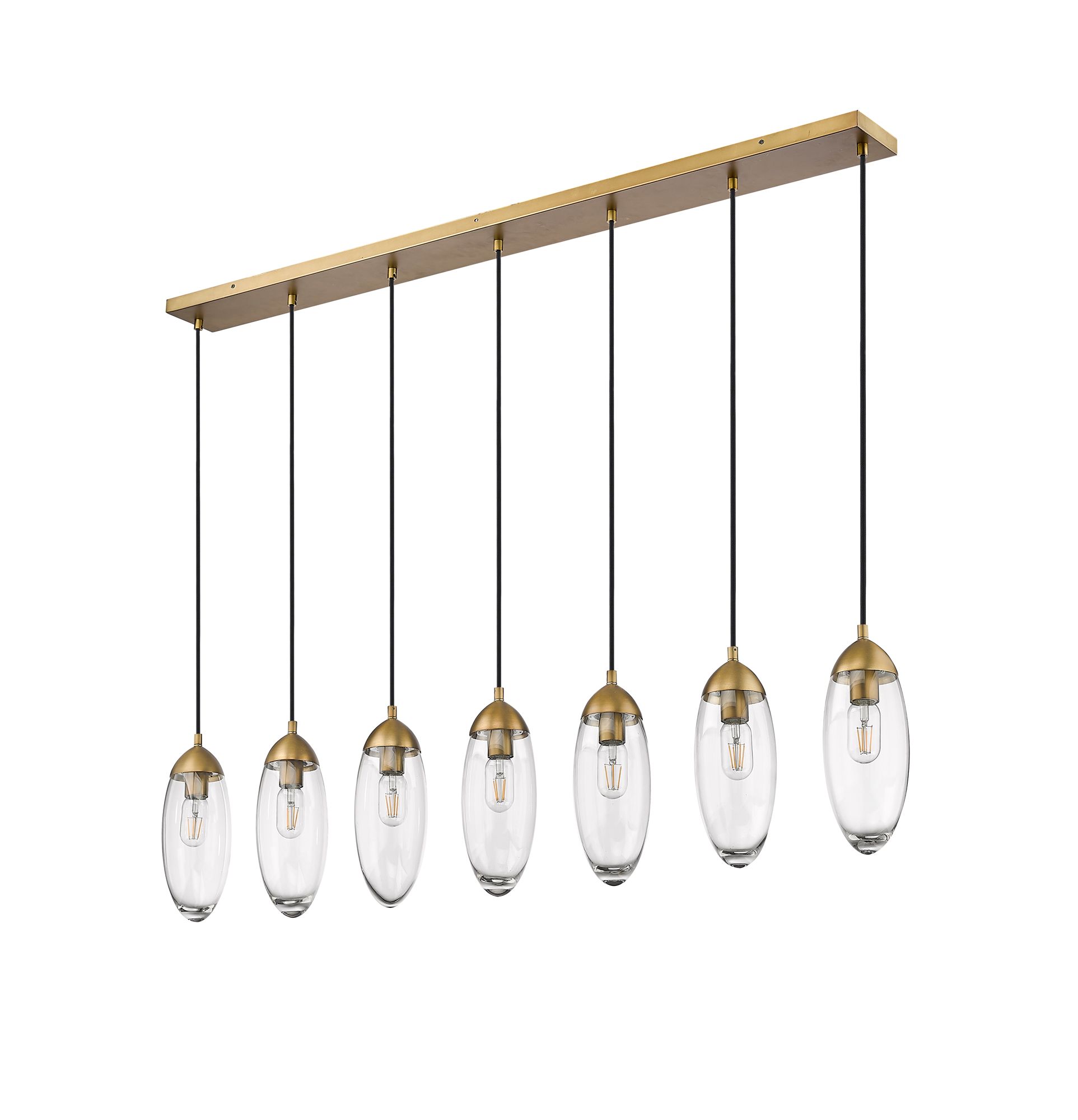 Arden by Z-Lite Rubbed Brass 7 Light Linear Chandelier