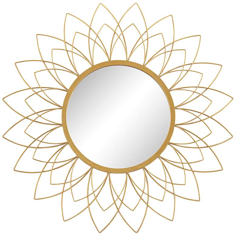 Image 2 Arden Gold Leaf Floral Sunburst 38 1/2" Round Wall Mirror
