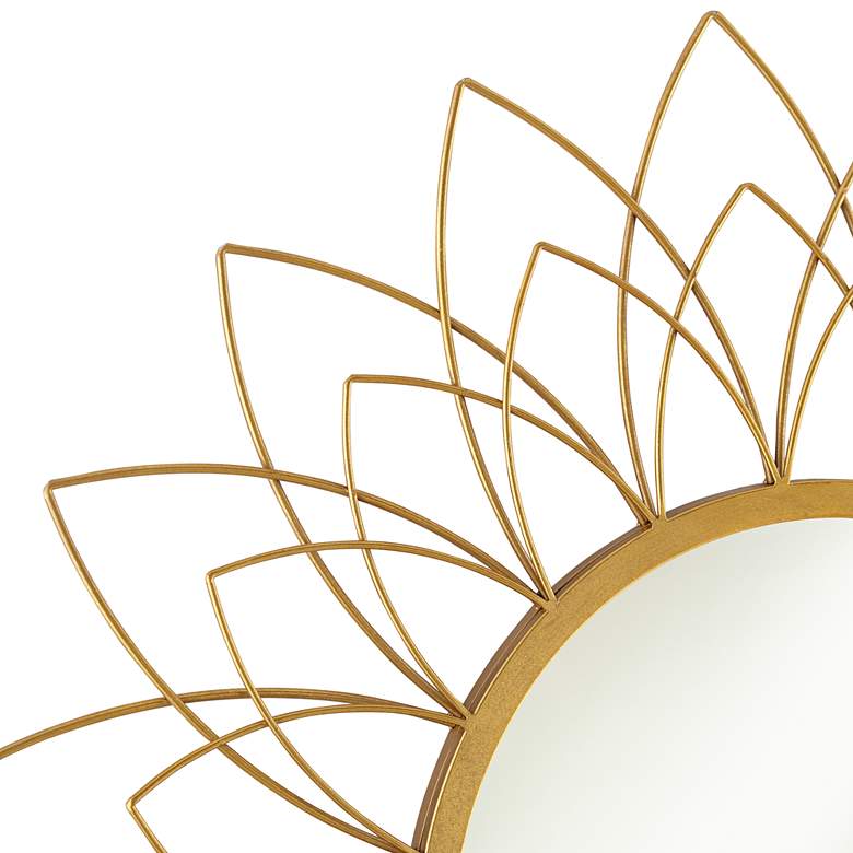 Arden Gold Leaf Floral Sunburst 38 1/2&quot; Round Wall Mirror more views