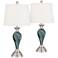 Arden Green-Blue Glass Table Lamps Set of 2 with Sockets