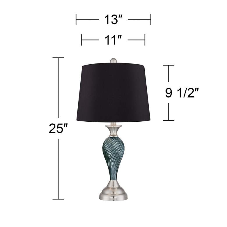 Image 6 Arden Green-Blue Glass Twist Black Shade Table Lamps Set of 2 more views