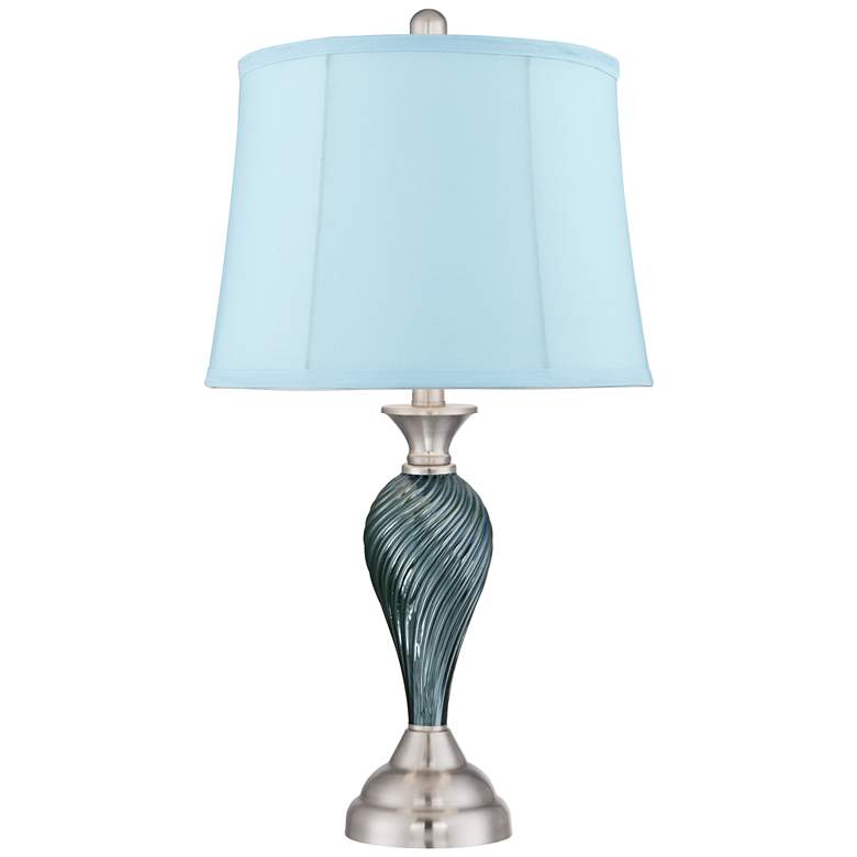 Arden Green-Blue Glass Twist Blue Softback Table Lamps Set of 2 more views