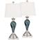 Arden Green-Blue Glass Twist Table Lamps With 7" Square Risers