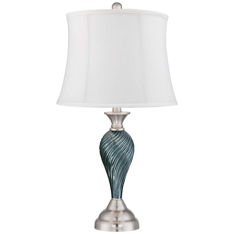 Image 5 Arden Green-Blue Glass Twist White Shade Table Lamps Set of 2 more views