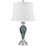 Arden Green-Blue Glass Twist White Shade Table Lamps Set of 2