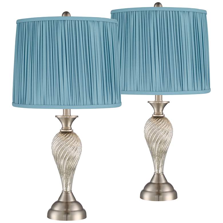 Image 1 Arden Mercury Glass Table Lamps Set of 2 with Teal Shades