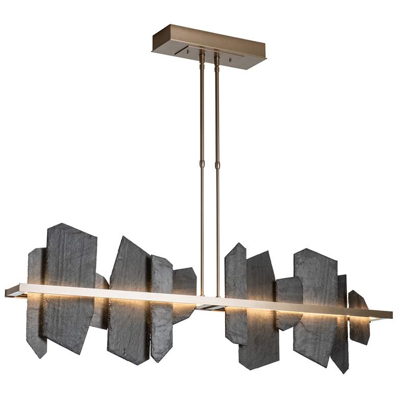 Image 1 Ardesia 51.9" Soft Gold Short Linear Pendant With Slate