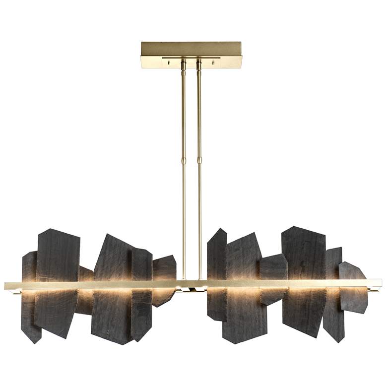 Image 1 Ardesia Linear LED Pendant - Modern Brass Finish - Slate - Standard