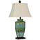 Ardino 32" Teal Blue and Green Ceramic Table Lamp with Silk Shade