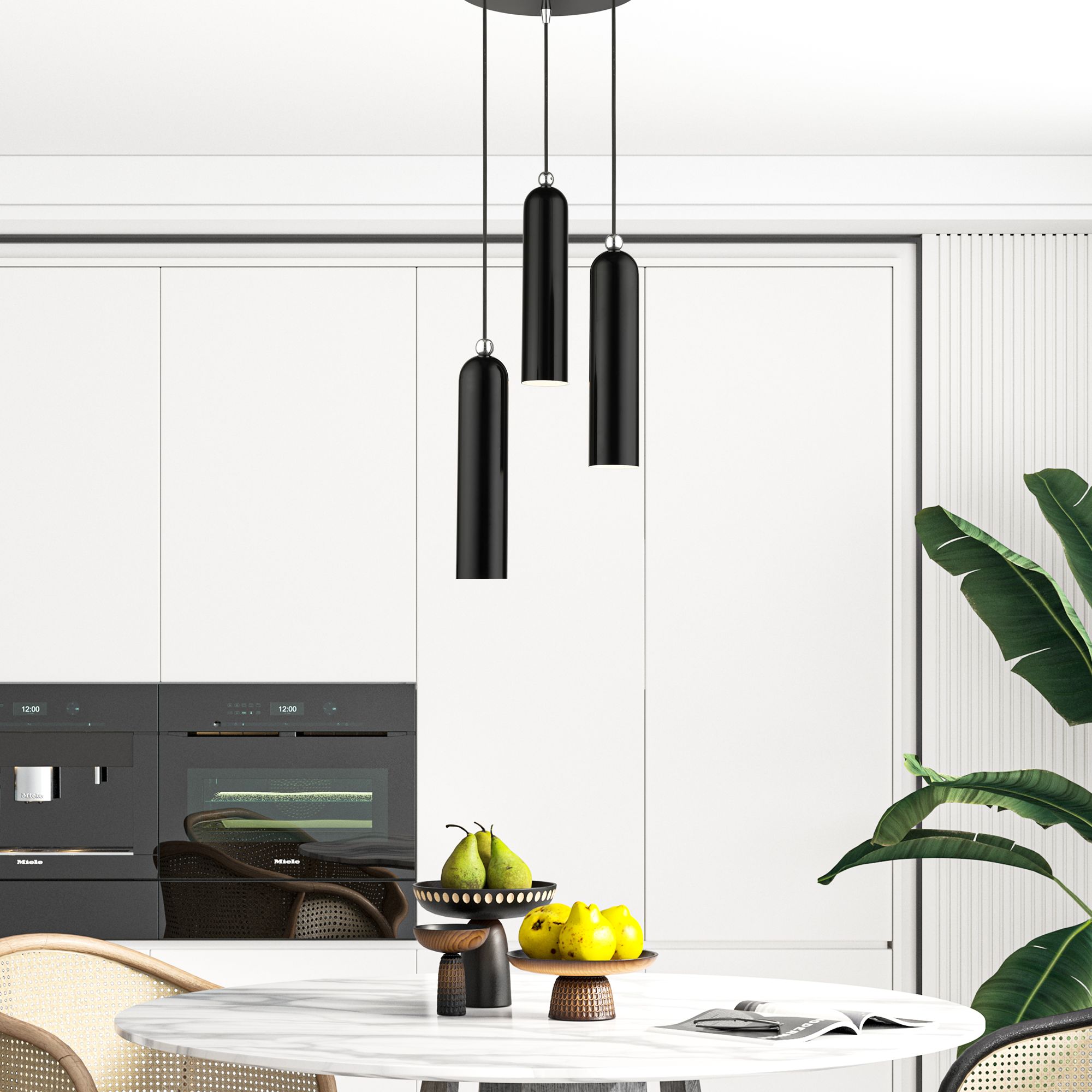 Ardmore 3 Light Shiny Black Pendant