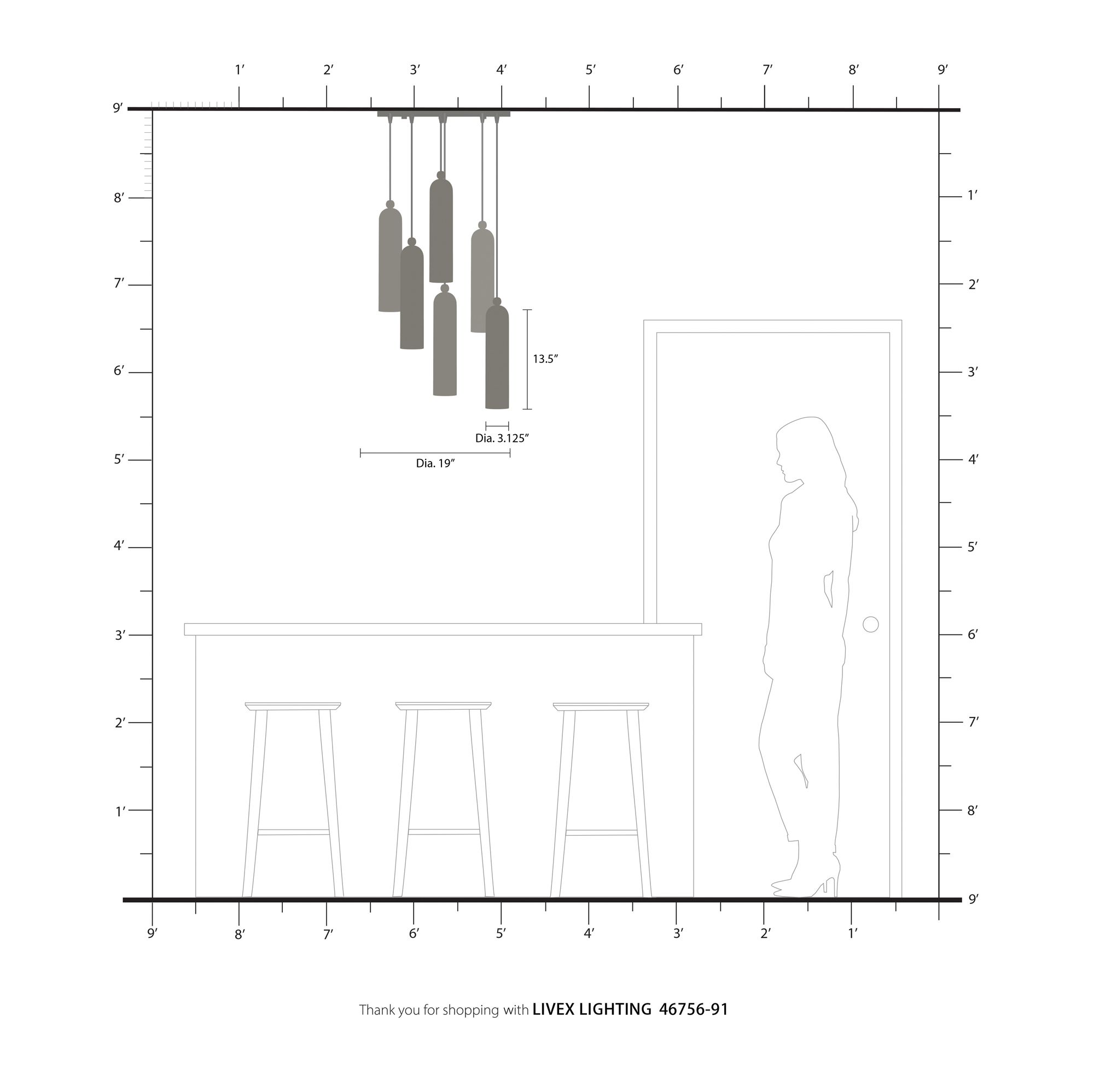 Ardmore 6 Light Brushed Nickel Pendant