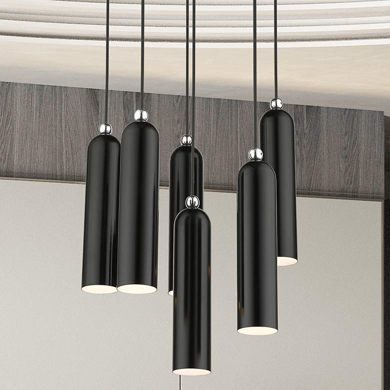 Image 1 Ardmore 6 Light Shiny Black Pendant