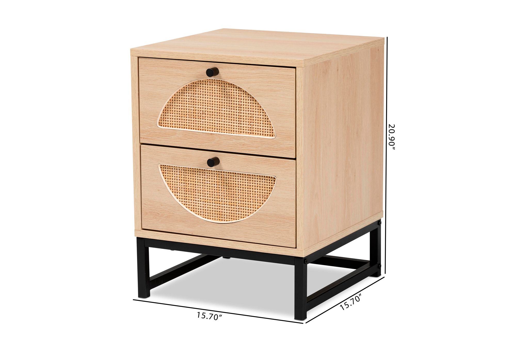 Ardon 15 3/4" Wide Light Brown 2-Drawer Nightstand