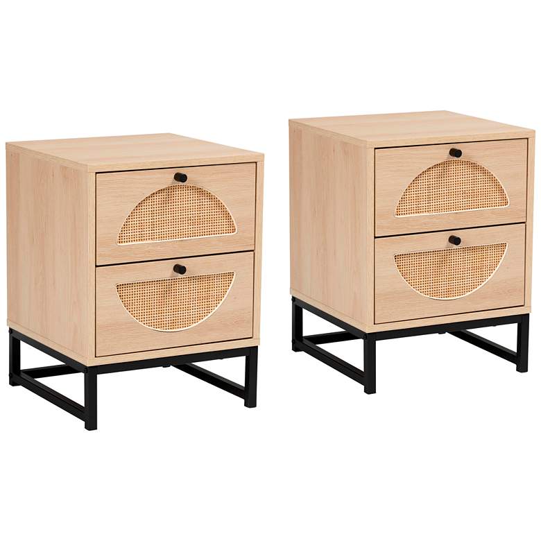 Image 1 Ardon 15 3/4" Wide Light Brown 2-Drawer Nightstands Set of 2
