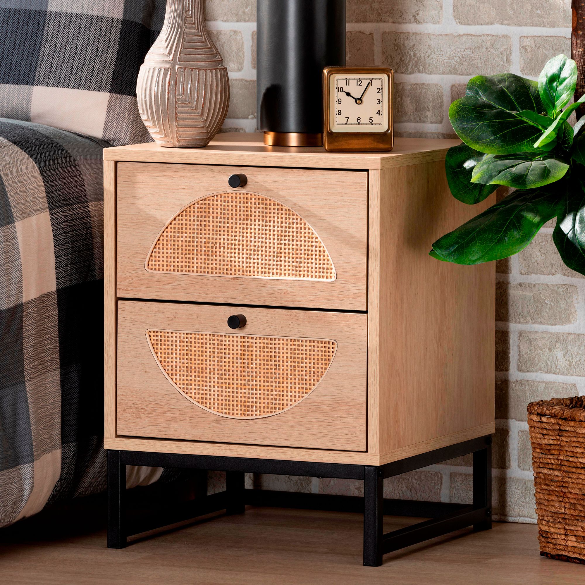 Ardon 15 3/4" Wide Light Brown 2-Drawer Nightstands Set of 2