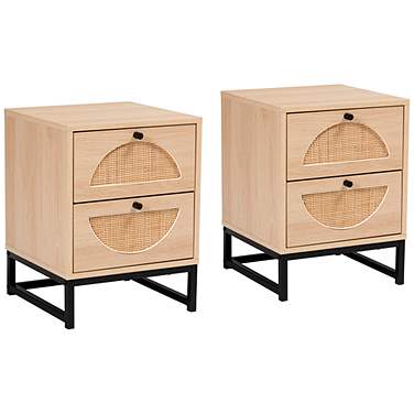 Ardon 15 3/4" Wide Light Brown 2-Drawer Nightstands Set of 2