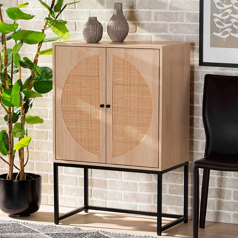 Image 1 Ardon 26 3/4" Wide Light Brown Rattan 2-Door Storage Cabinet
