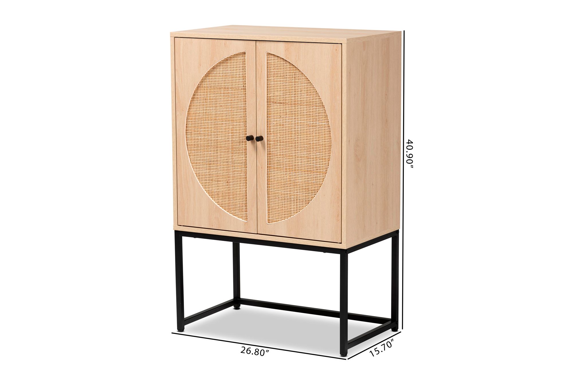 Ardon 26 3/4" Wide Light Brown Rattan 2-Door Storage Cabinet