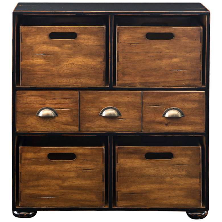 Image 1 Ardusin 34" Wide 3-Drawer Distressed Wood Craft Hobby Chest