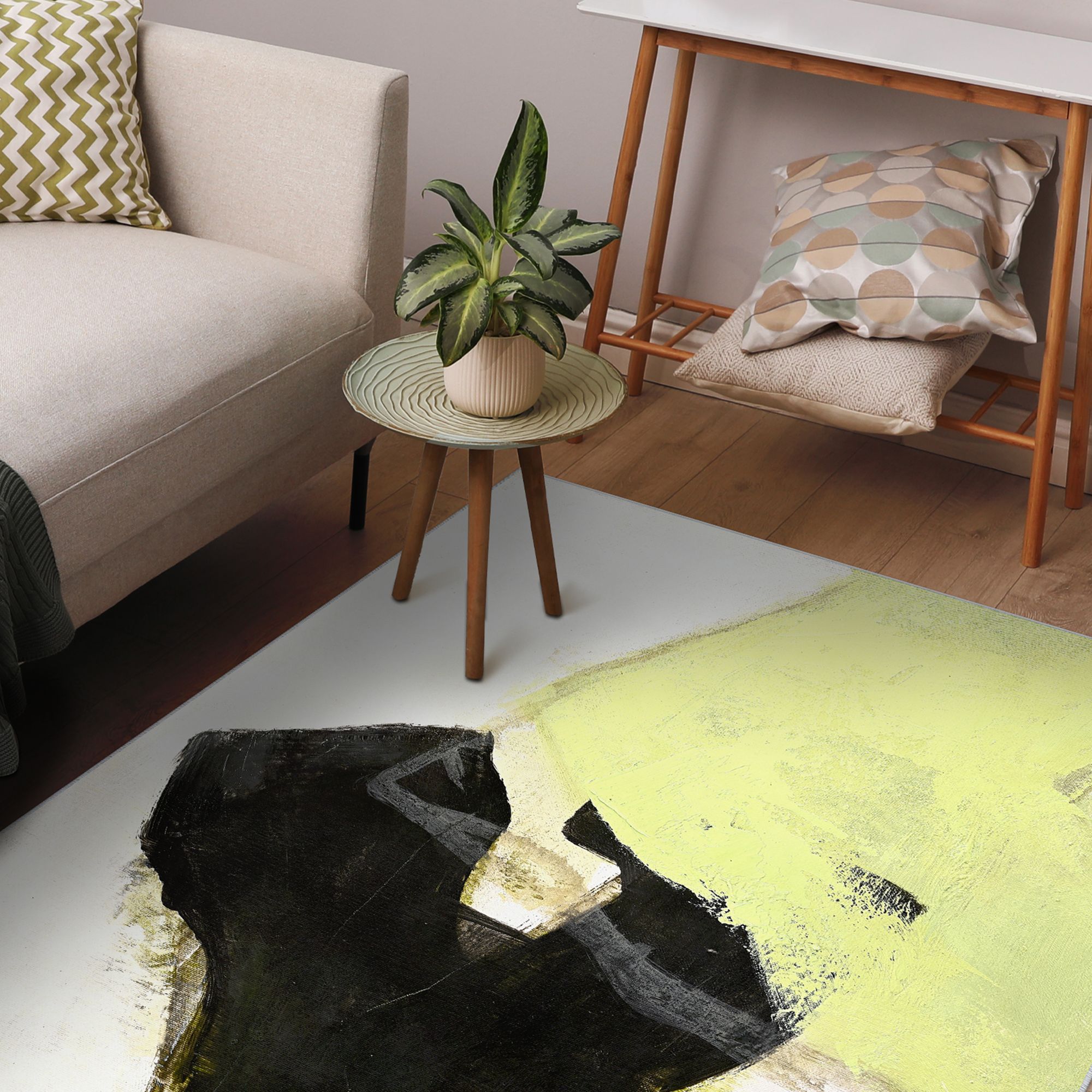 Image 5 Area Washable Abstract Art Area Rug size 5'x8' more views