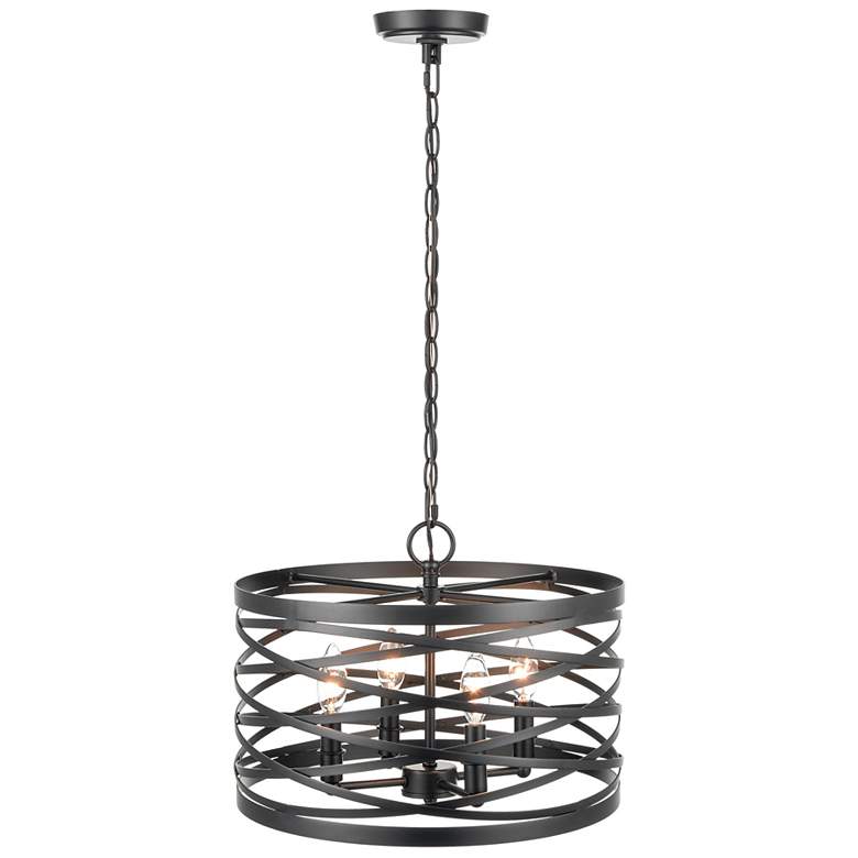Image 1 Arelyn 16" Wide Black 4-Light Drum Pendant